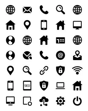 Communication and Technology Icons Set globe email Stock Illustration