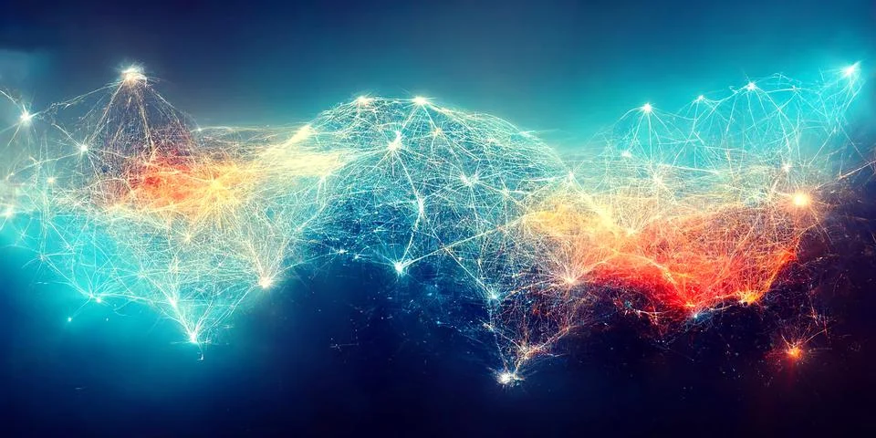 Communication and web concept. Digital and technological network background. 스톡 일러스트