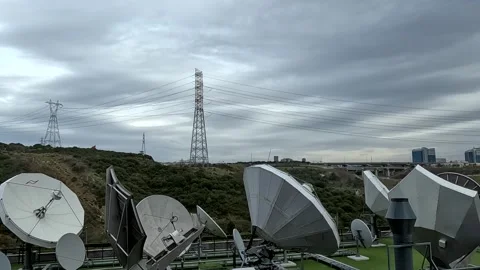 Communication Antenna Broadcasting Sky Background Stock Footage 339943617