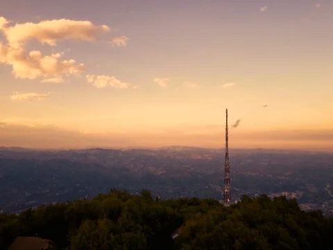 Communication antenna on a mountain peak Stock Footage 75316666