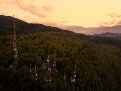 Communication antenna on a mountain peak Stock Footage 75316756