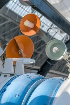 Communication antenna on the surface of a spaceship Stock Photos
