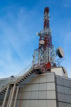 Communication antenna tower Stock Photos