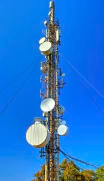Communication antenna tower Stock Photos