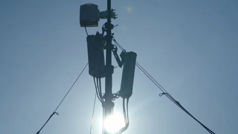 Communication antenna for wireless 3G, 4G or 5G mobile phone networks  Stock Footage 144793409