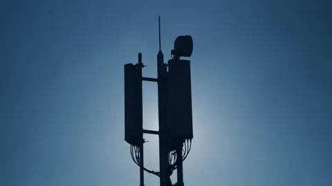 Communication antenna for wireless 4G or 5G mobile phone networks Stock Footage 144792842