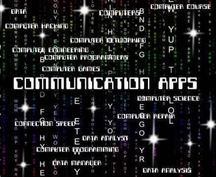 Communication Apps Means Application Software And Networking Stock Illustration