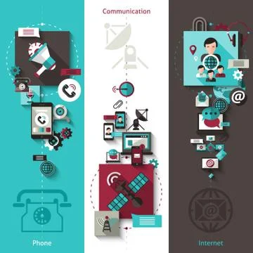 Communication Banner Set Illustrazione stock