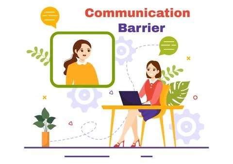 Communication Barrier Vector Illustration with Bad Communications, Disagree.. Stock Illustration