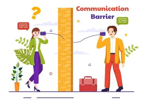 Communication Barrier Vector Illustration with Bad Communications, Disagree.. Stock Illustration
