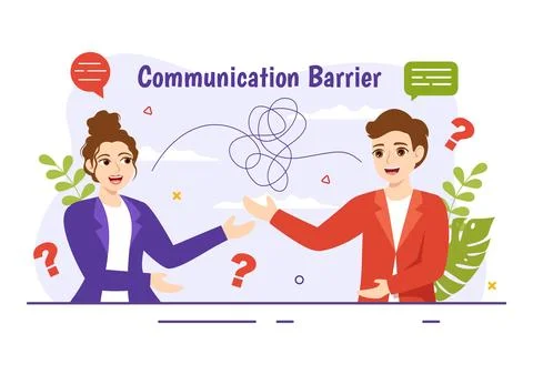 Communication Barrier Vector Illustration with Bad Communications, Disagree.. Stock Illustration