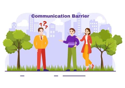 Communication Barrier Vector Illustration with Bad Communications, Disagree.. Stock Illustration