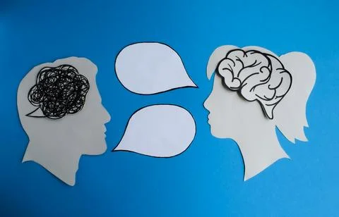 Communication Between Confused and Clear Minds Stock-Fotos