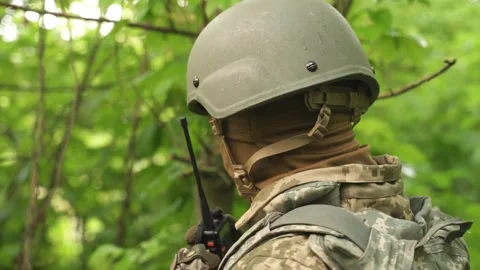 Communication between units during a combat mission Stock Footage 201650978