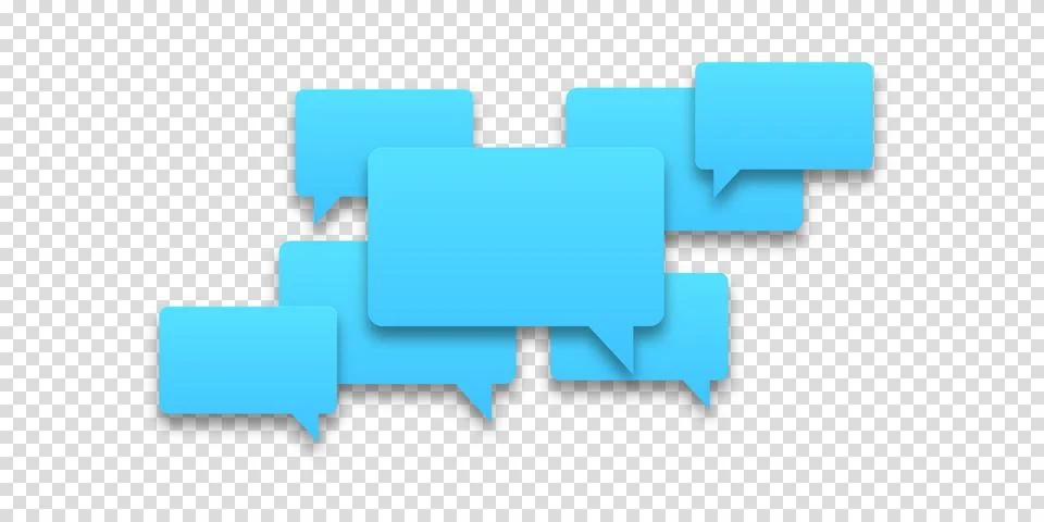 Communication. Blue dialog speech bubbles. People with an idea on a busines.. Stock Illustration