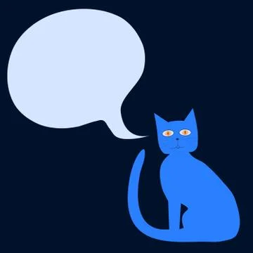 Communication bubble - blue orange-eye cat Stock Illustration