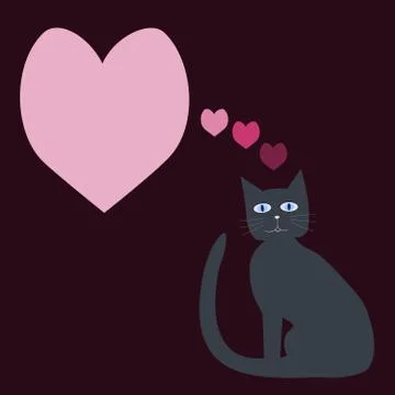 Communication bubble heart - gray blue-eye cat Illustrazione stock