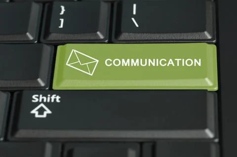 Communication  button on enter key Stock Photos