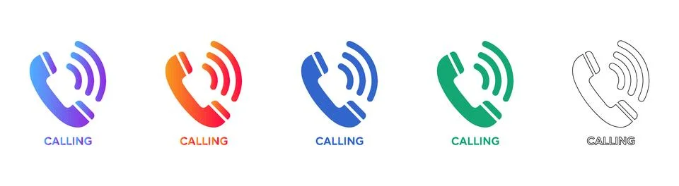 Communication Calling Icon Set Stock Illustration