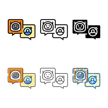 Communication chat bot color icon looks vector Stock Illustration