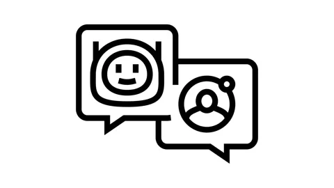 Communication chat bot line icon animation Stockbeeldmateriaal 326136531