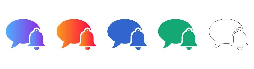 Communication Chat Bubble Icons with Bell Alerts Stock Illustration