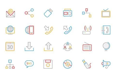 Communication Colored Icons Stock Illustration