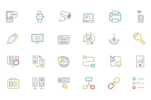 Communication Colored Line Icons Set Stock Illustration