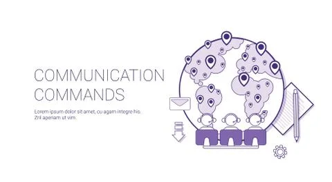Communication Commands Global Network Technology Concept Banner With Copy Space Stock Illustration