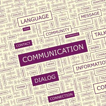 COMMUNICATION COMMUNICATION. Word cloud illustration. Tag cloud concept co... Foto stock
