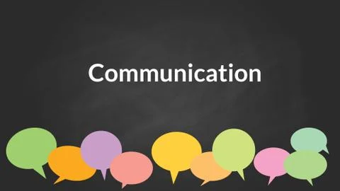 Communication concept with bublle symbol  chalk board blackboard as background Stock Illustration