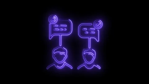 Communication concept with correct and incorrect feedback neon style on black Stock Footage 330776474
