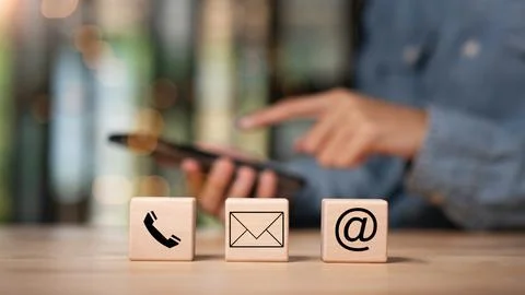 Communication concept with email, message box and contacts icons ,e-mail ma.. 스톡 사진