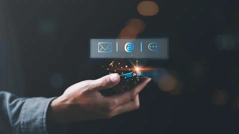 Communication concept with email, message box and contacts icons ,Connectio.. Stock Photos
