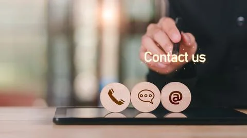 Communication concept with email, message box and contacts icons ,e-mail ma.. Stock Photos