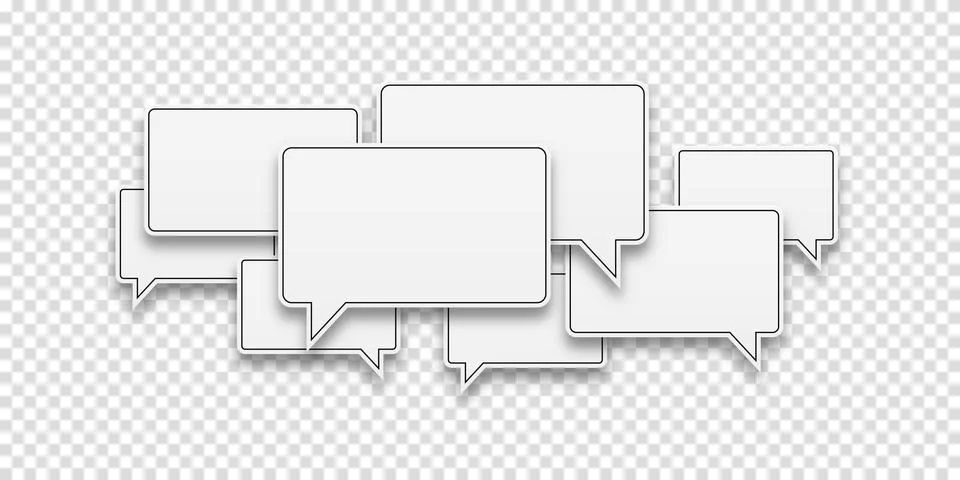 Communication concept. Empty blank speech bubbles on transparent background.  Stock Illustration