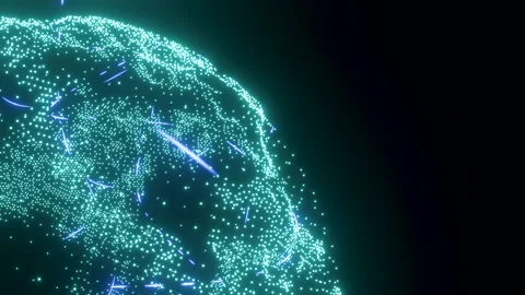 Communication concept for the future world with earth globe rotating and li.. Stock Footage 236392992