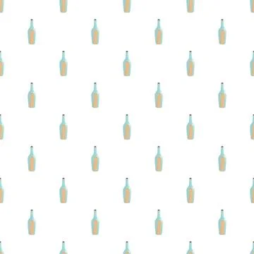 Communication concept with message in bottle seamless pattern 库存插图