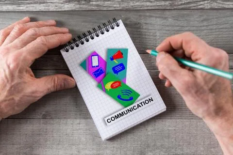 Communication concept on a notepad Stock-Fotos