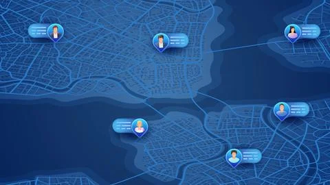 Communication concept. People connected with each other around in the city. Stock Illustration