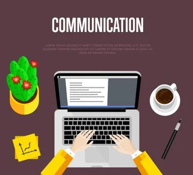 Communication concept. Top view office workspace Stock Illustration