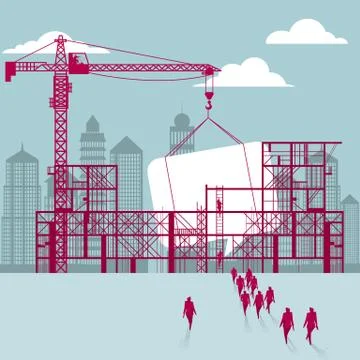 Communication in construction. Stock Illustration