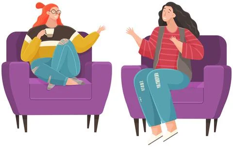 Communication, conversation at workplace. Colleagues communicate. People discuss Stock Illustration