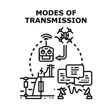 Communication data transmission networking modes flat icon concept Stock Illustration