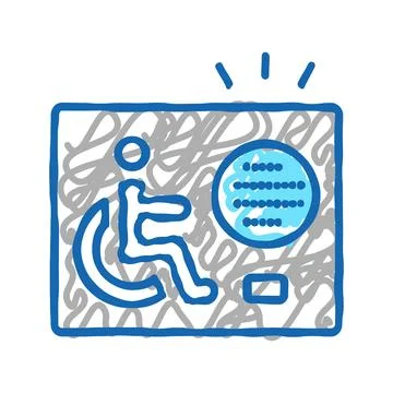 Communication device for disabled icon doodle illustration Illustrazione stock