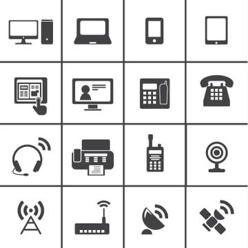 Communication device icons Stock Illustration