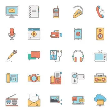 Communication Devices Flat Icons Pack Stock Illustration