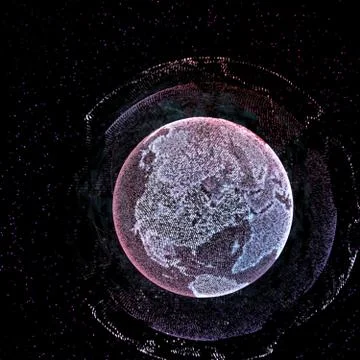 Communication in digital network. Earth Globe. 3d illustration. Stock Illustration