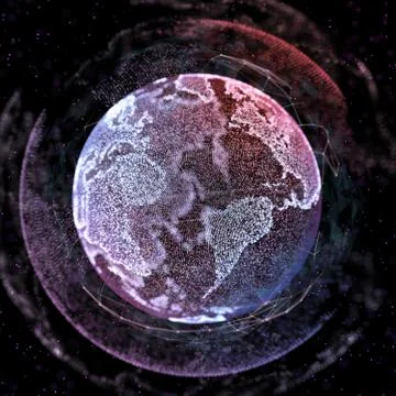 Communication in digital network. Earth Globe. 3d illustration. Stock Illustration