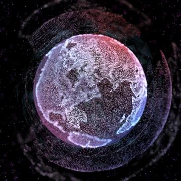 Communication in digital network. Earth Globe. 3d illustration. 스톡 일러스트